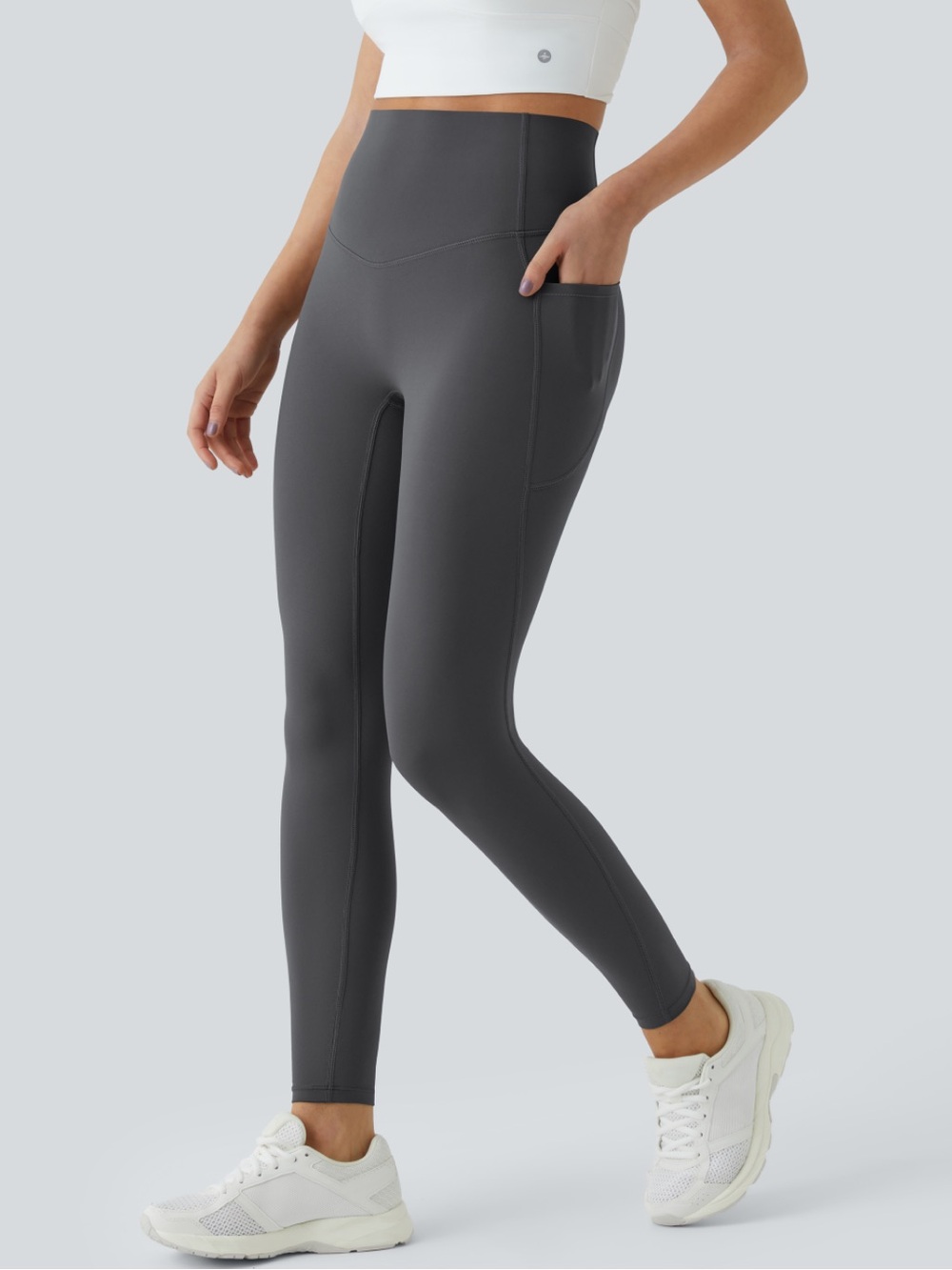 Halara Gray UltraSculpt High Waisted 7/8 Leggings w/ Side Pockets - Medium